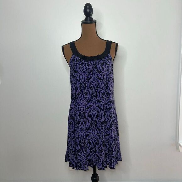 Studio Donatella Purple & Black Floral Print Chemise Nightgown, Women’s Medium - Picture 11 of 11